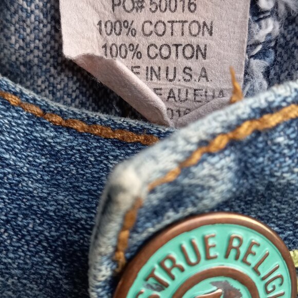 True Religion Jeans Mens 34" x 30" Destroyed Rt. Knee - Picture 7 of 13